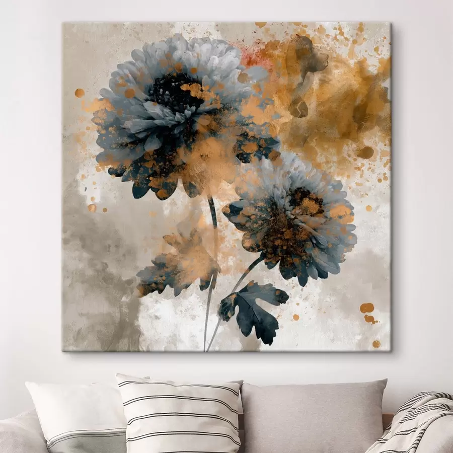 Wandbilder Stilisierte Blumen mit dekorativen Spritzern s49693