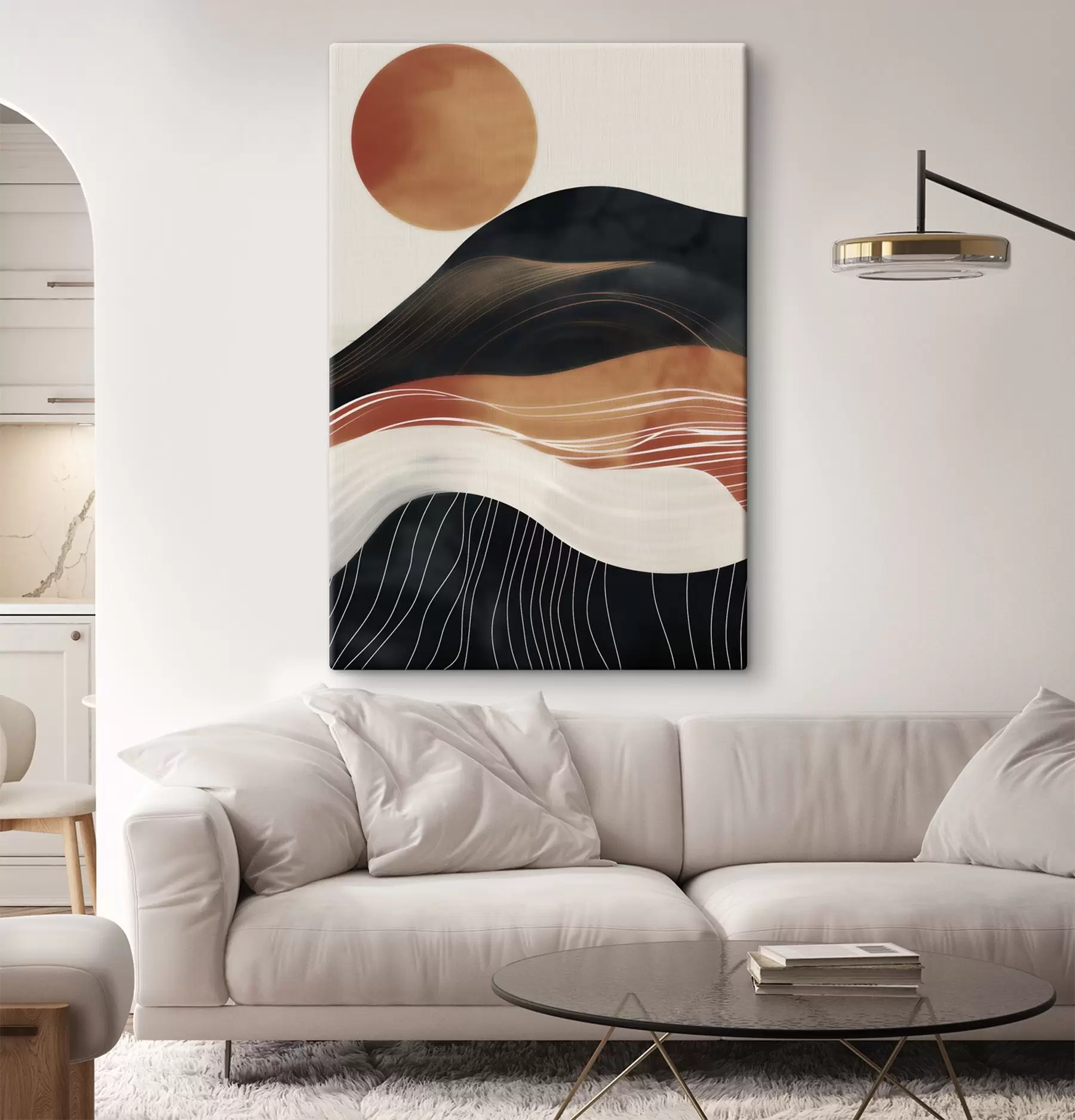 Wandbilder Abstrakte Landschaft mit Sonne s49741