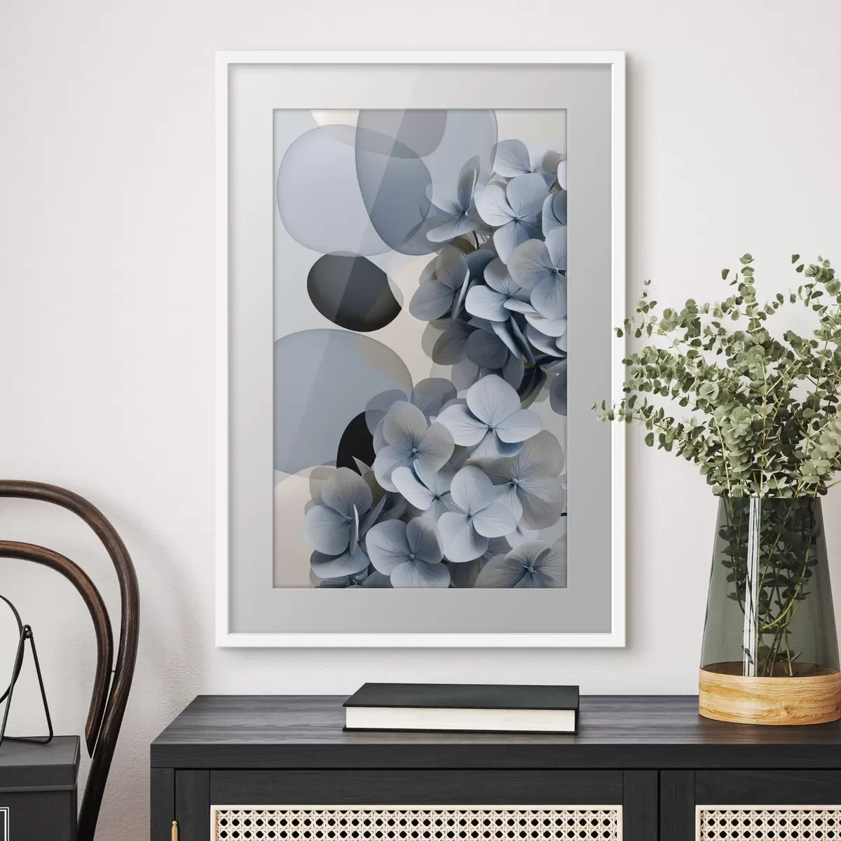 Poster Eine moderne Abstraktion mit Hortensien f49699