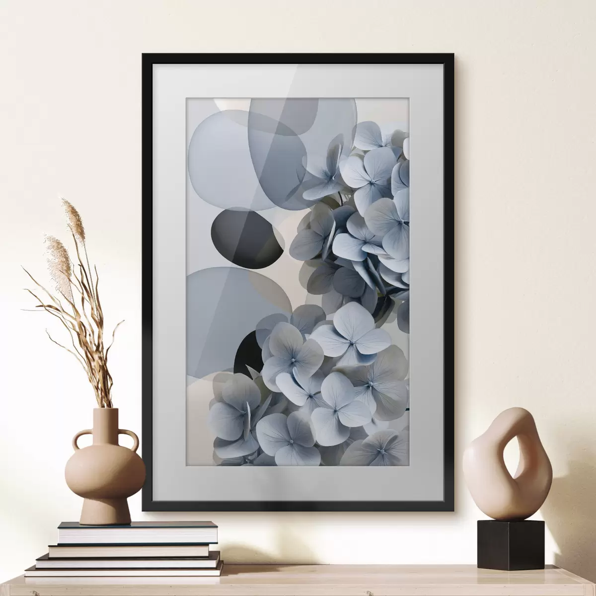 Poster Eine moderne Abstraktion mit Hortensien f49699