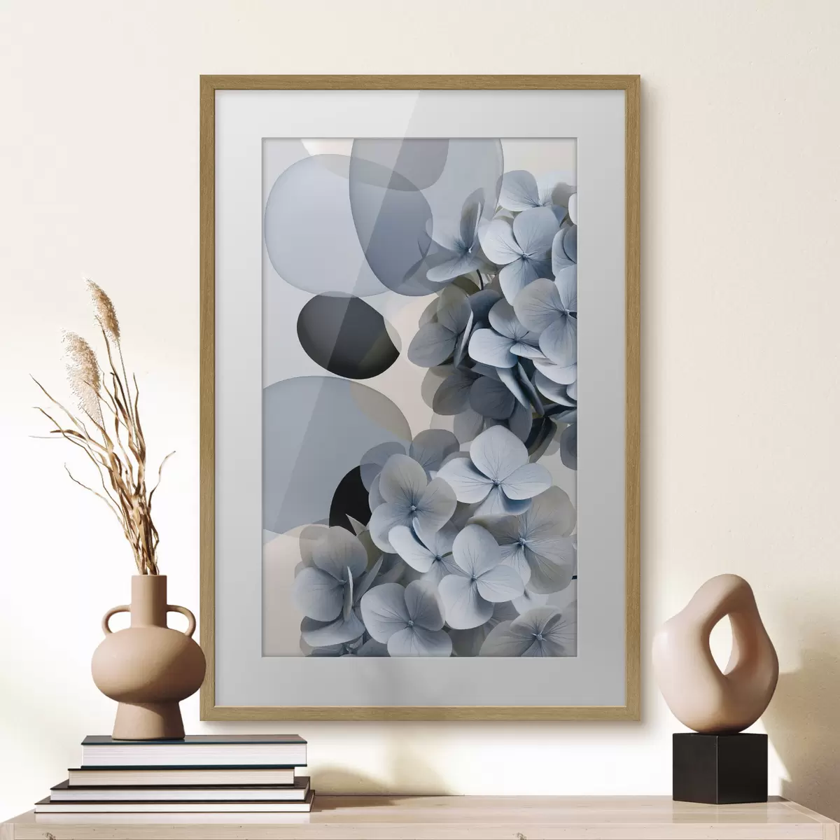 Poster Eine moderne Abstraktion mit Hortensien f49699