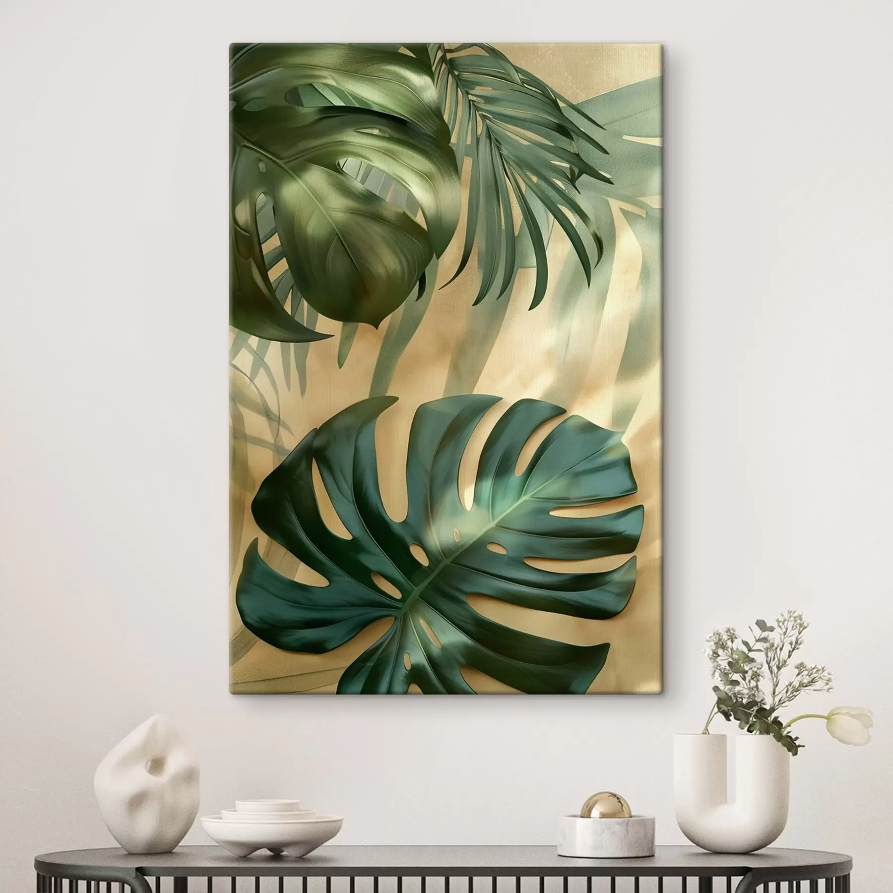 Wandbilder Monstera und tropische Blätter s49552