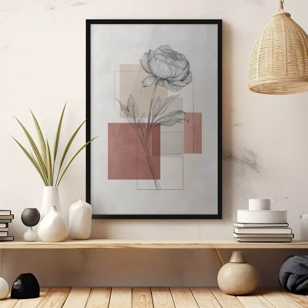 Poster Pfingstrosen-Geometrie f49841