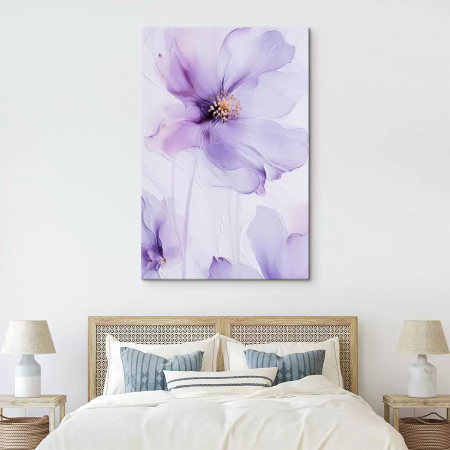 Wandbilder Zarte Blumen mit filigranen Details und einem strukturierten weißen Hintergrund s49761