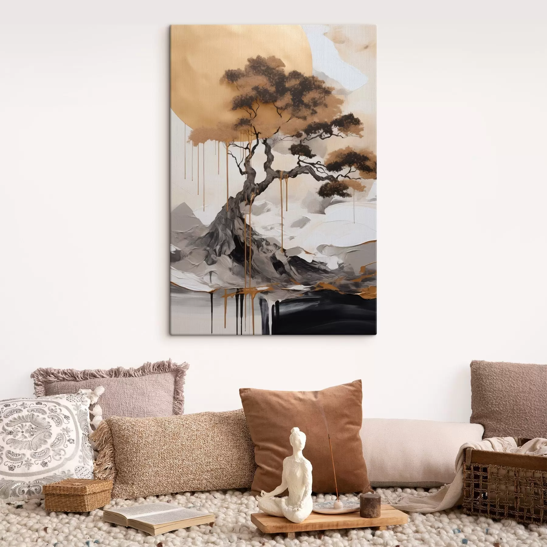 Wandbilder Dekorativer Bonsai-Baum, abstrakte Malerei s49785