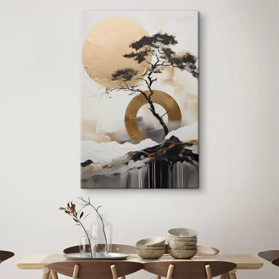 Wandbilder Dekorativer Bonsai-Baum, abstrakte Malerei s49786