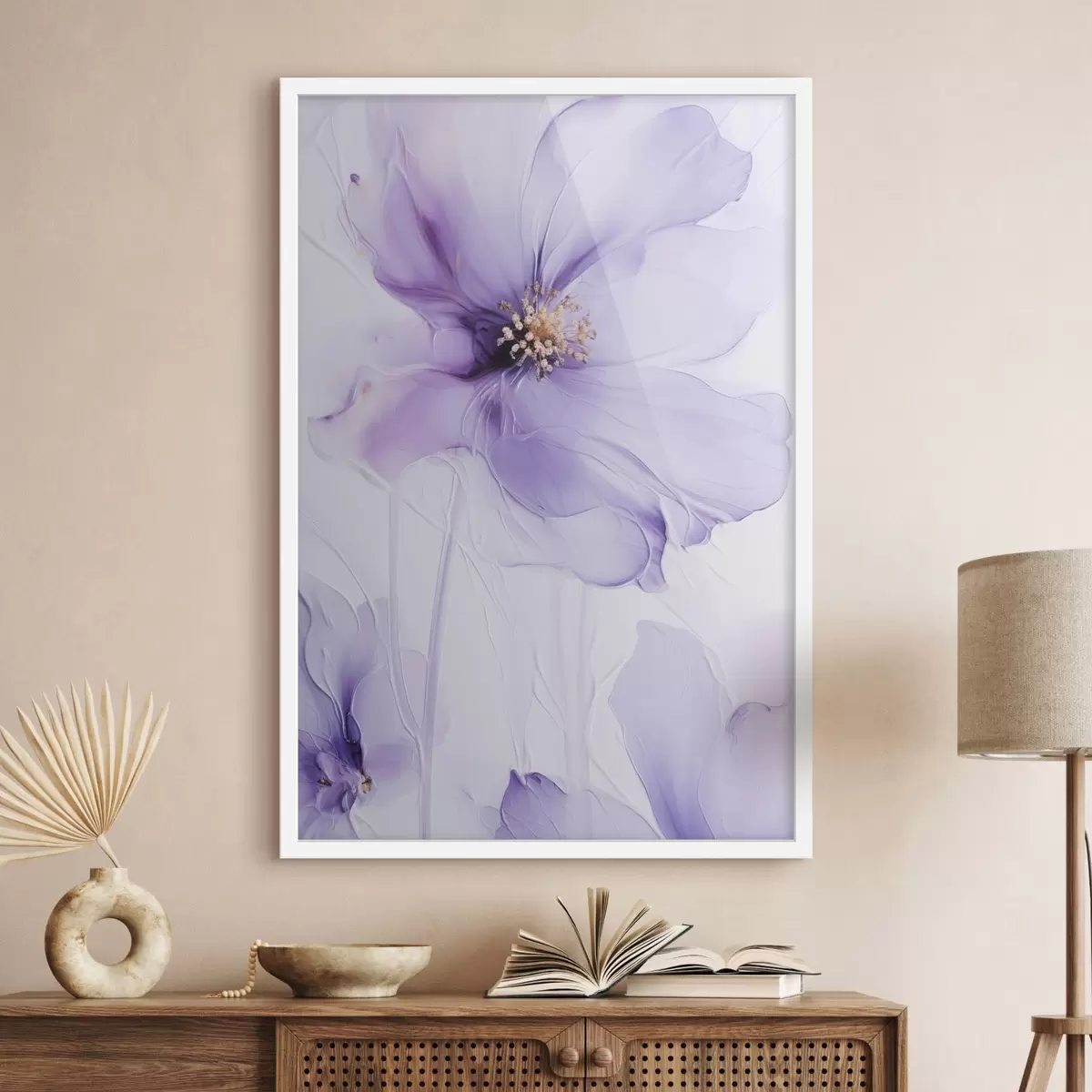 Poster Zarte Blumen mit filigranen Details und einem strukturierten weißen Hintergrund f49761