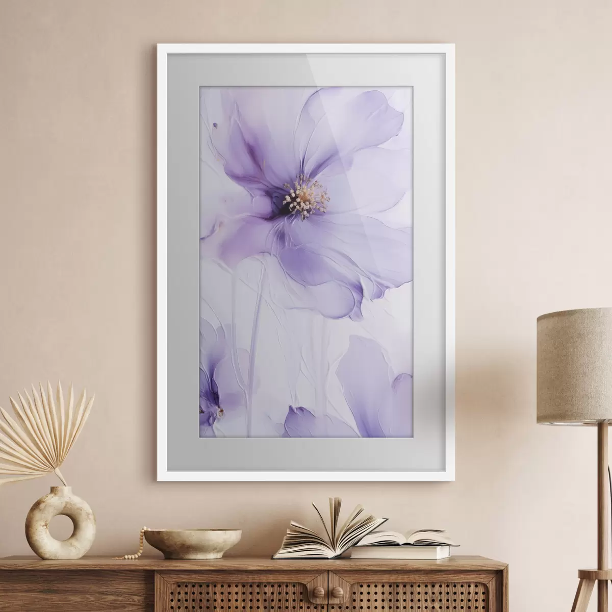 Poster Zarte Blumen mit filigranen Details und einem strukturierten weißen Hintergrund f49761