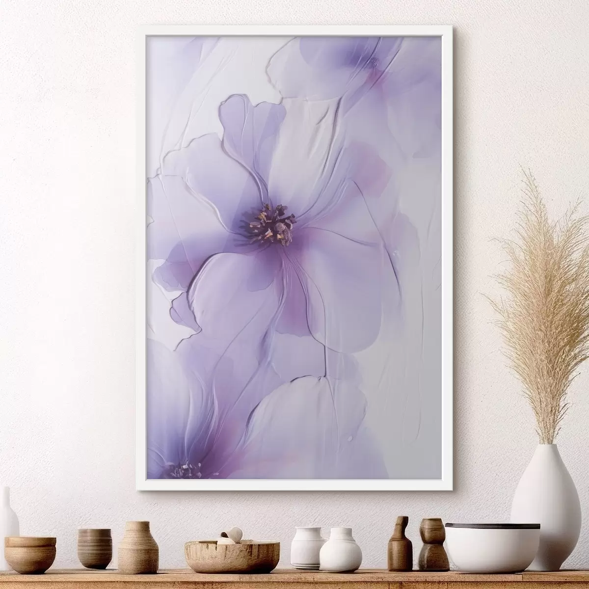 Poster Zarte Blumen mit filigranen Details und einem strukturierten weißen Hintergrund f49762