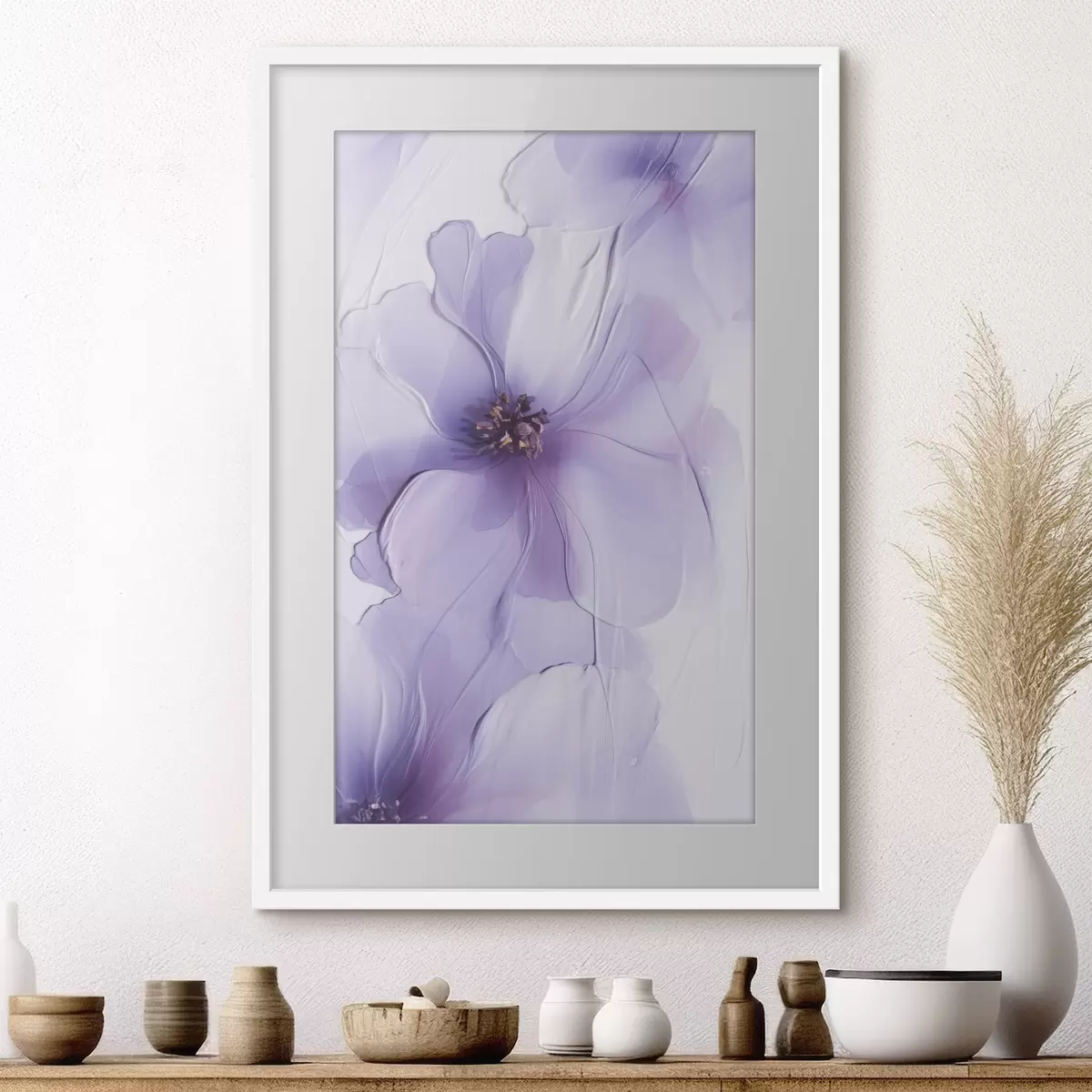 Poster Zarte Blumen mit filigranen Details und einem strukturierten weißen Hintergrund f49762