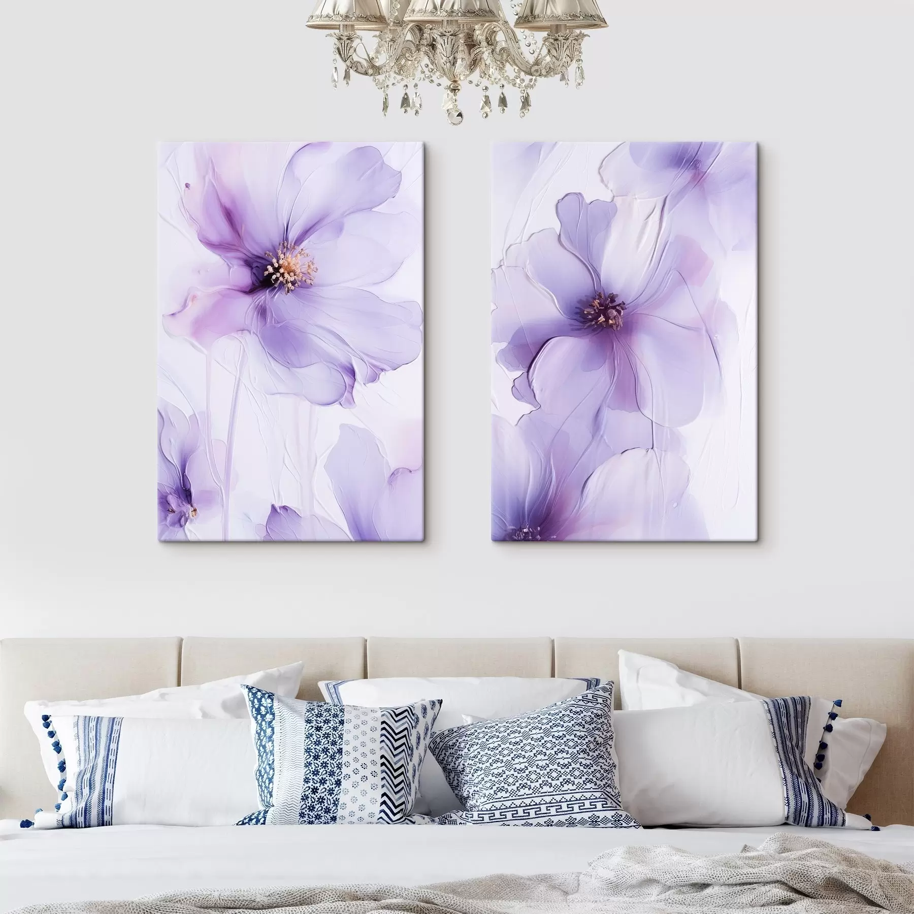Wandbilder Zarte Blumen mit filigranen Details und einem strukturierten weißen Hintergrund m30676