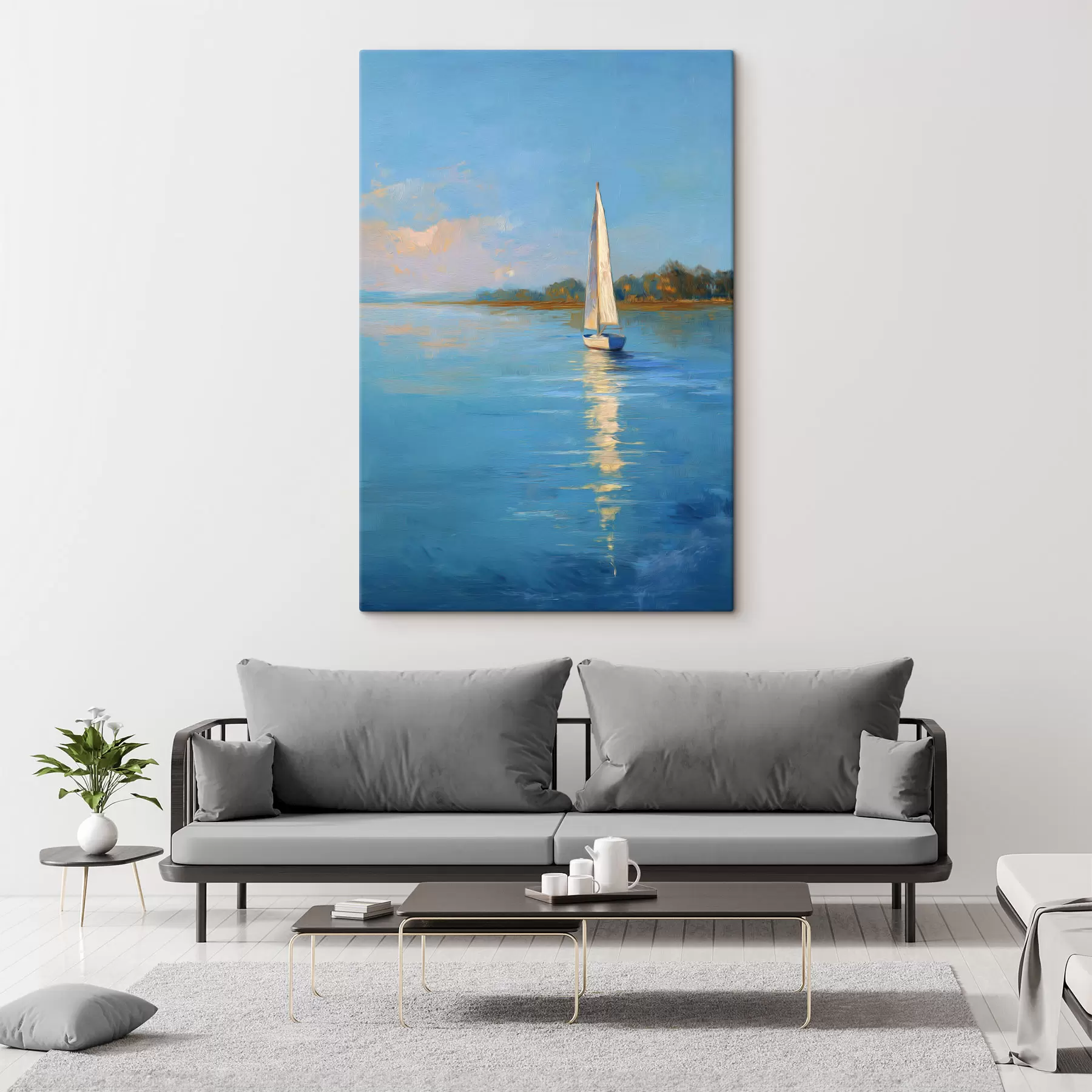 Wandbilder Eine Yacht auf dem Fluss s49924