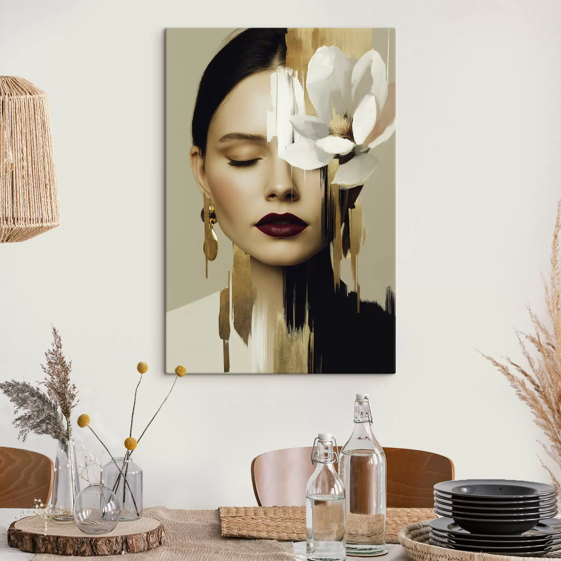 Wandbilder Ein Mädchen mit einer Blume im Haar s49933