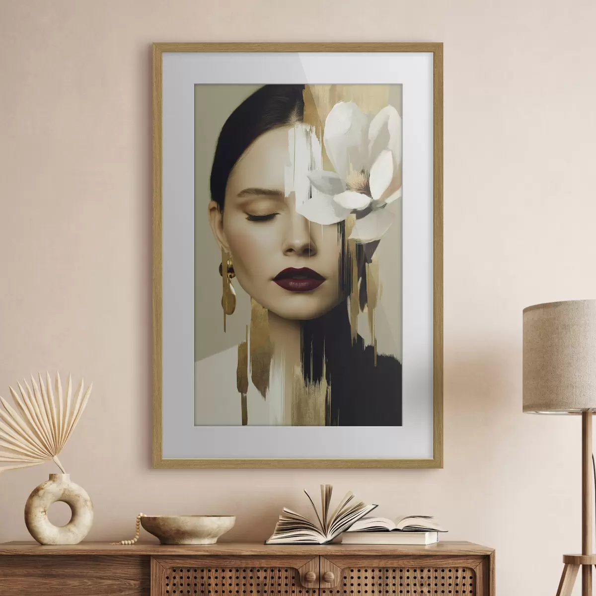 Poster Ein Mädchen mit einer Blume im Haar f49933