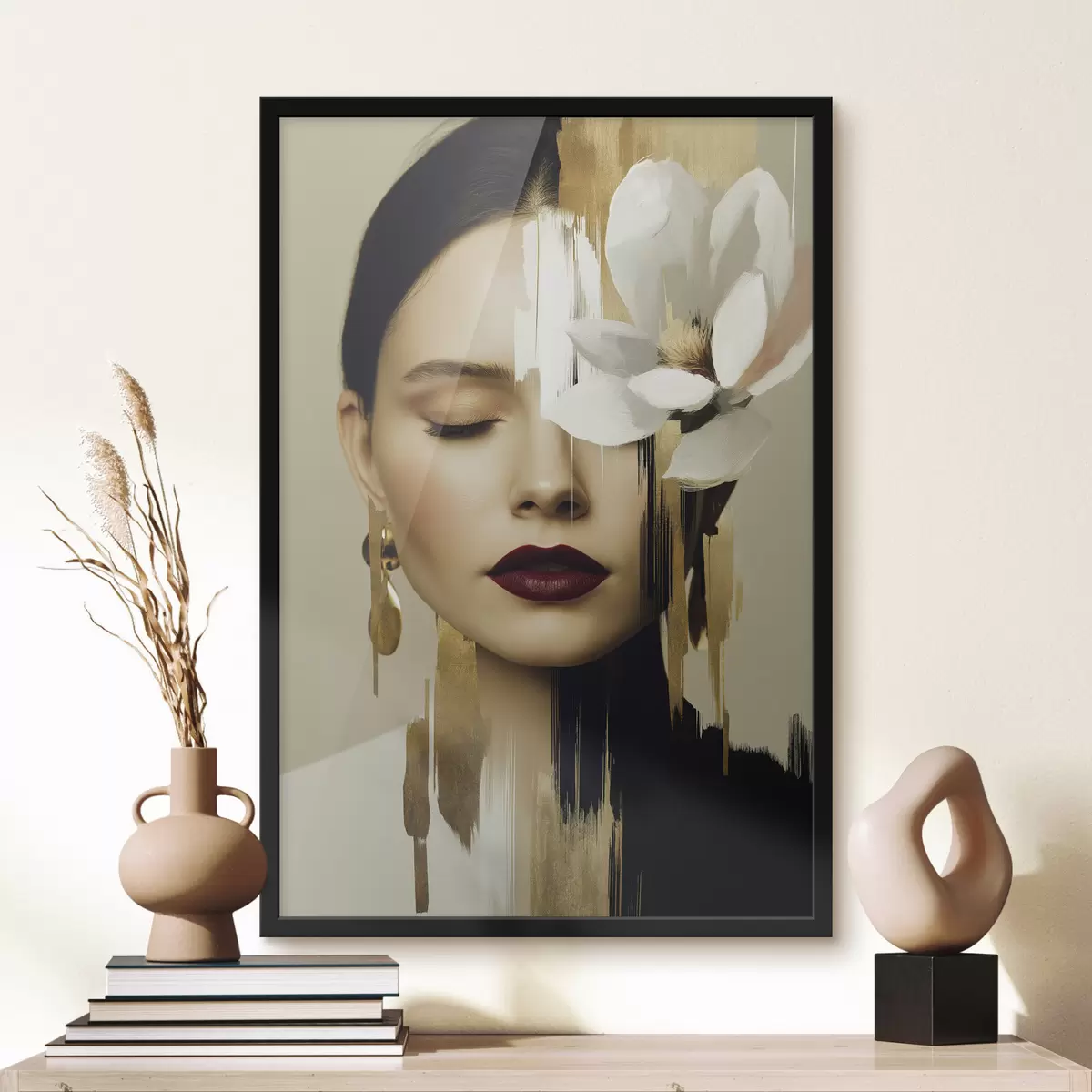 Poster Ein Mädchen mit einer Blume im Haar f49933