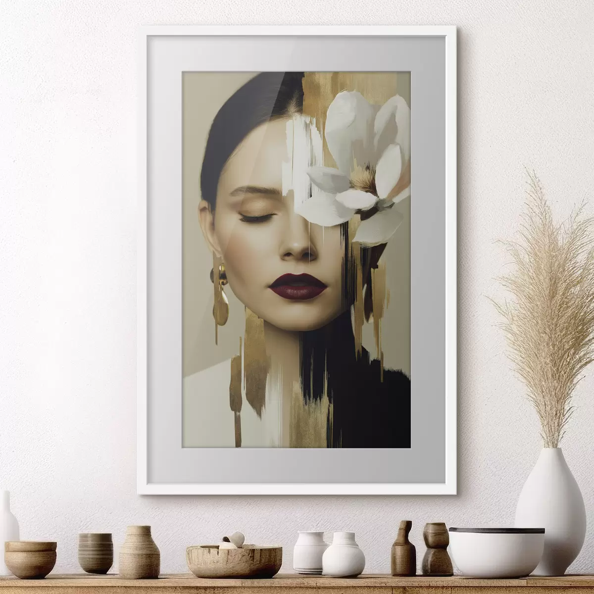 Poster Ein Mädchen mit einer Blume im Haar f49933