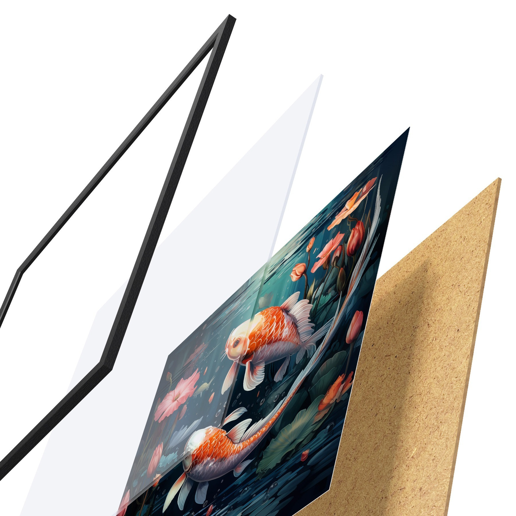 Poster Koi-Karpfen mit Lotusblumen f50038