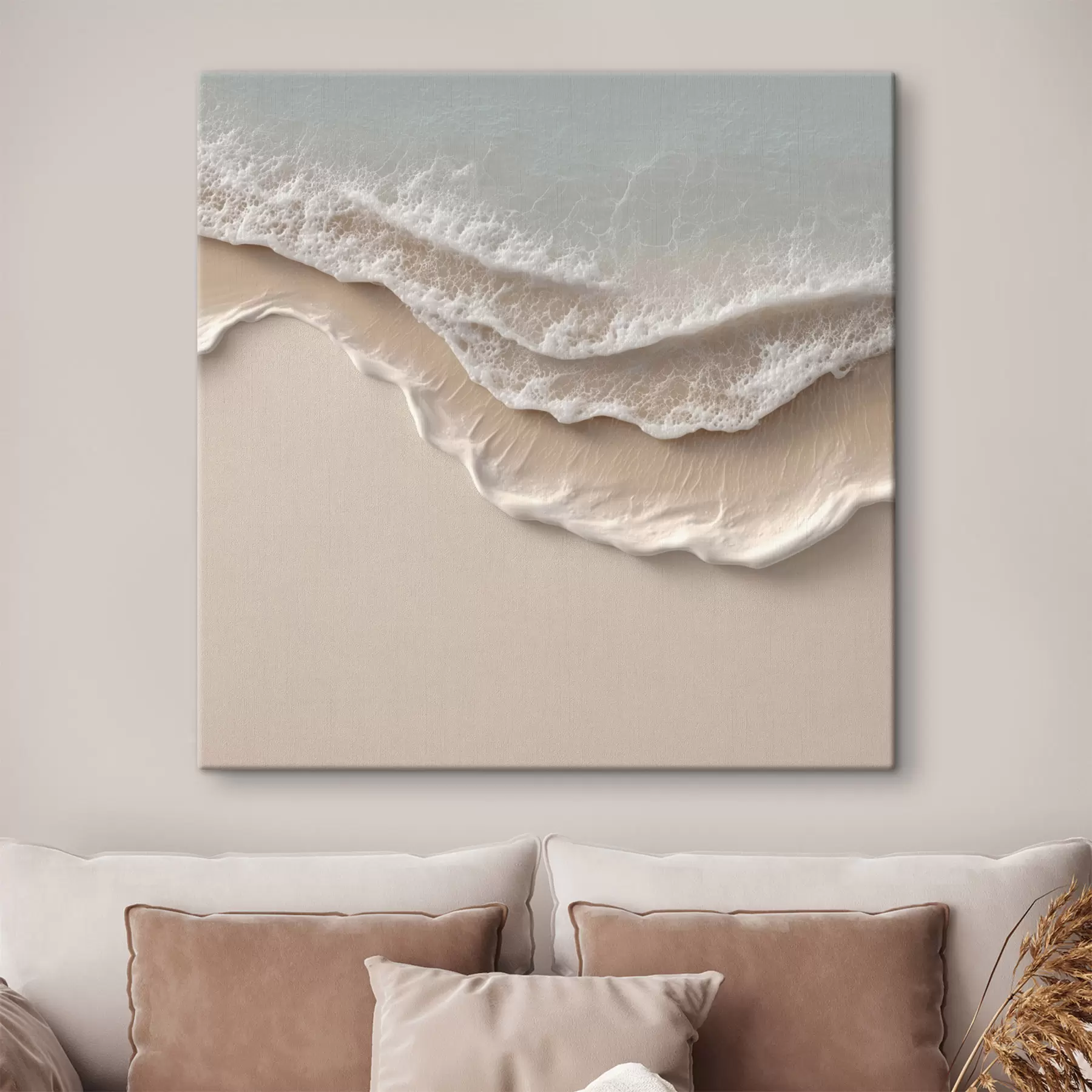 Wandbilder Meereslandschaft mit einer sanften Schaumlinie im Aquarellstil s49715