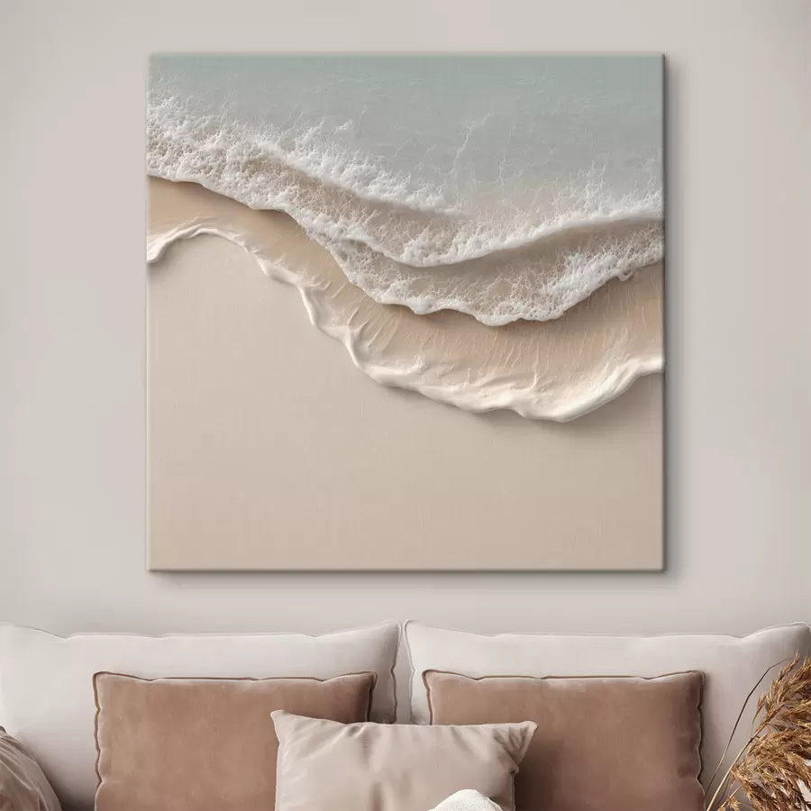 Wandbilder Meereslandschaft mit einer sanften Schaumlinie im Aquarellstil s49715