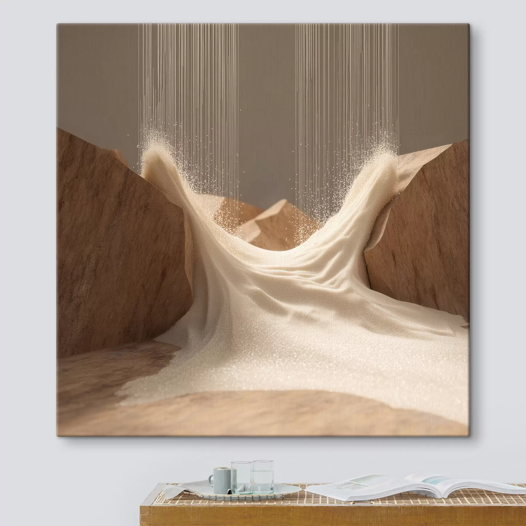 Wandbilder Abstrakte Sandströme zwischen felsigen Hängen im Stil der zeitgenössischen Kunst s49723