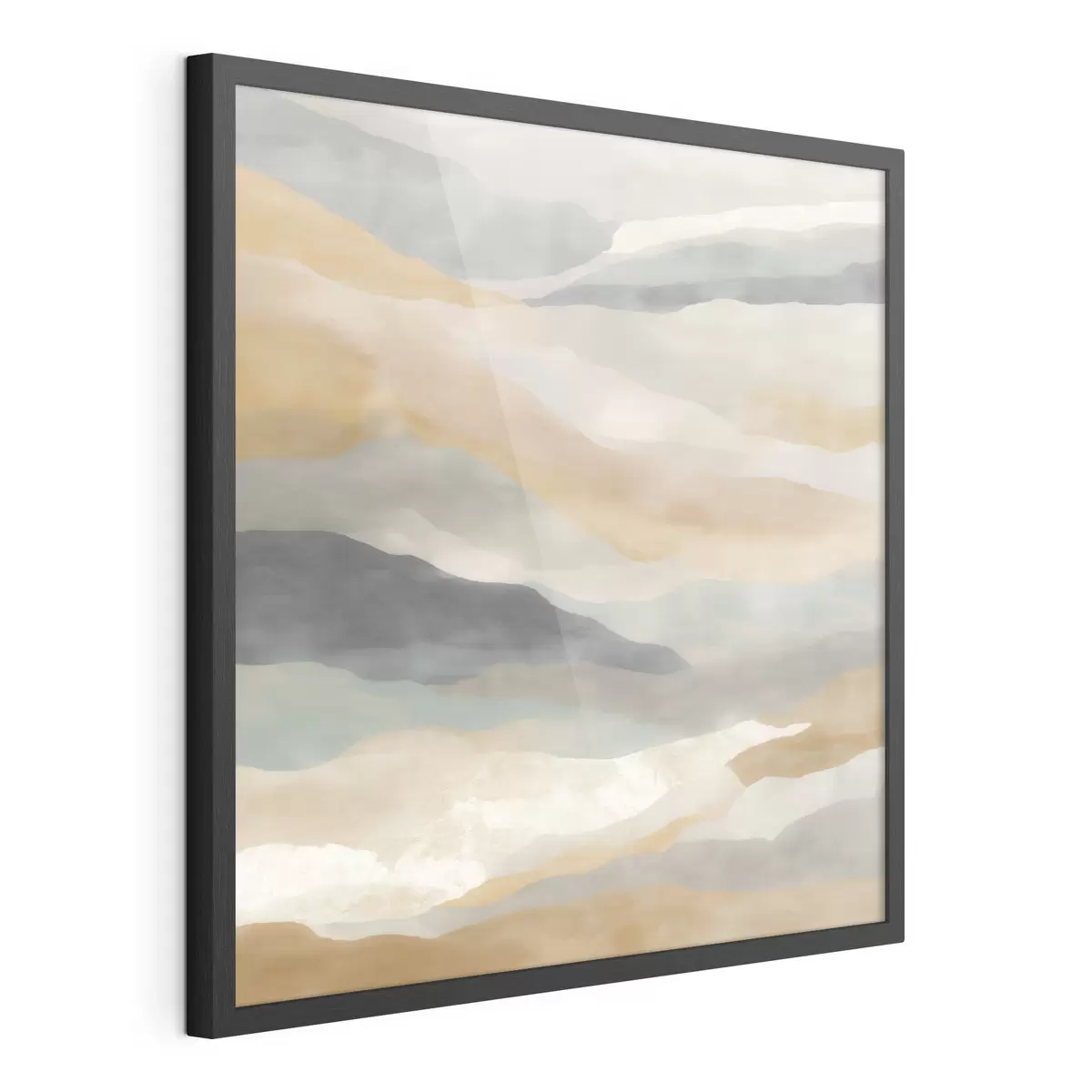 Poster Hügel in warmen und grauen Farbtönen im Aquarellstil f49713