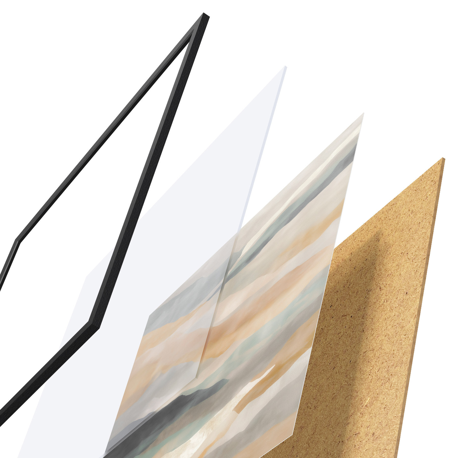 Poster Hügel in warmen und grauen Farbtönen im Aquarellstil f49713