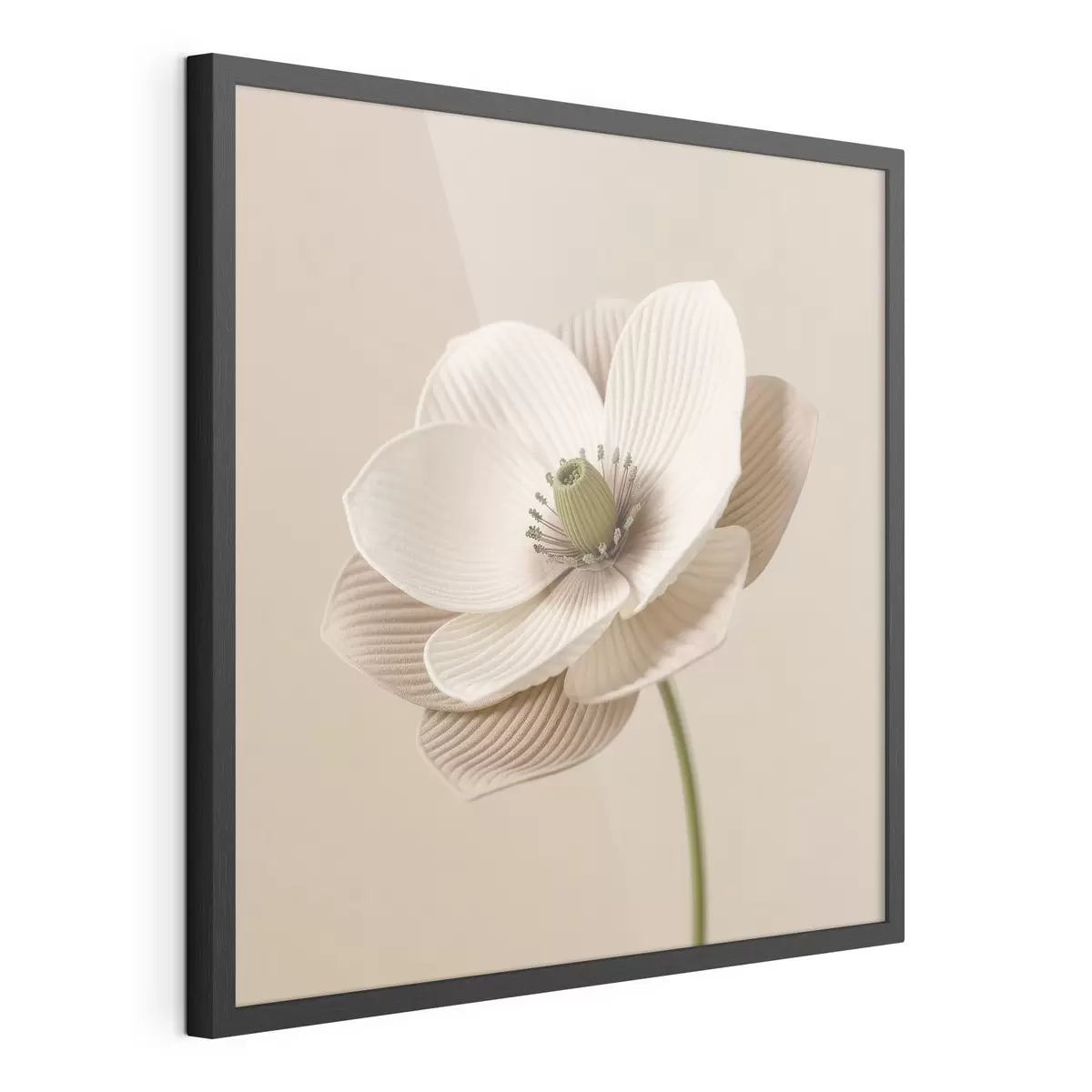 Poster Blume mit strukturierten Blütenblättern in Beigetönen im minimalistischen Stil f49719