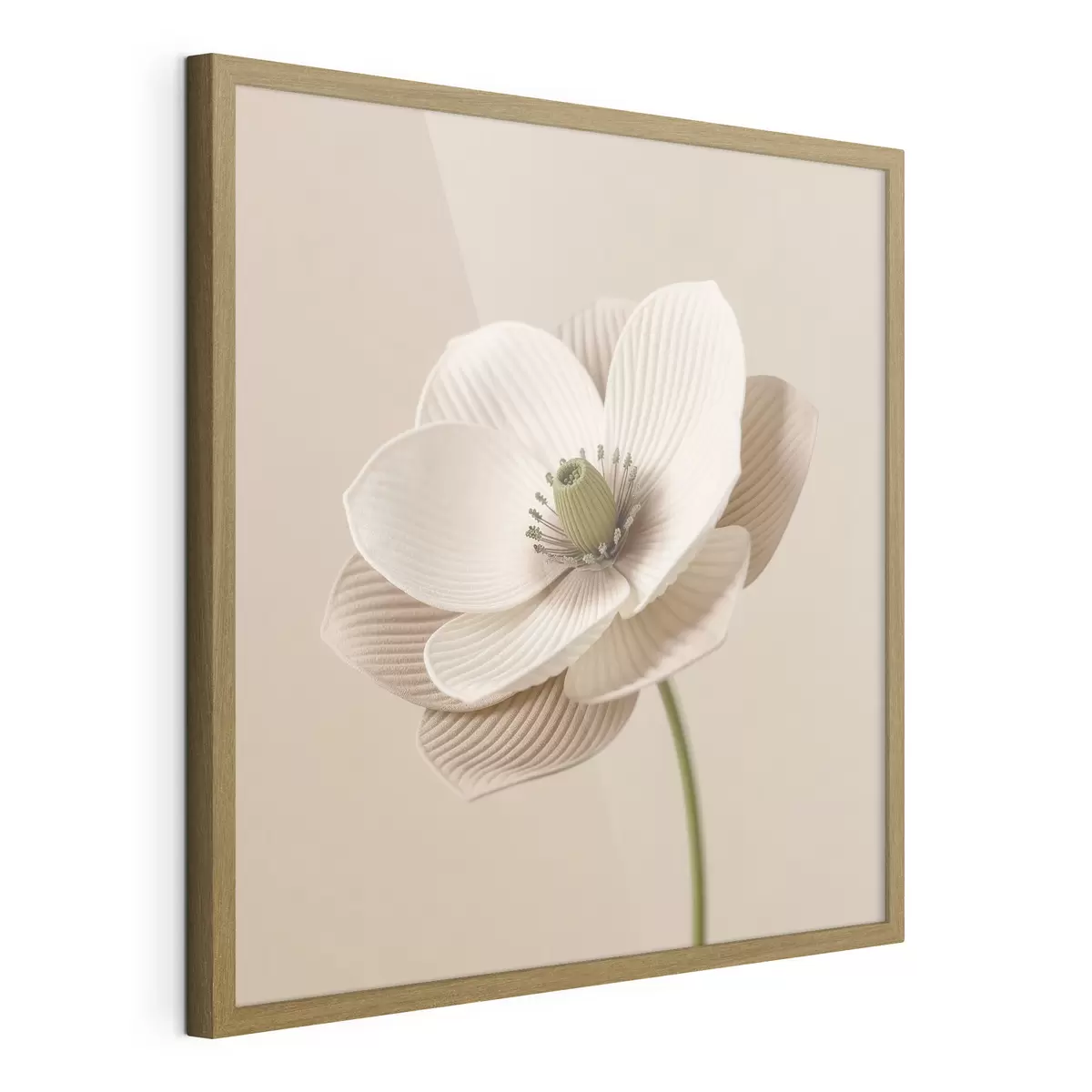 Poster Blume mit strukturierten Blütenblättern in Beigetönen im minimalistischen Stil f49719