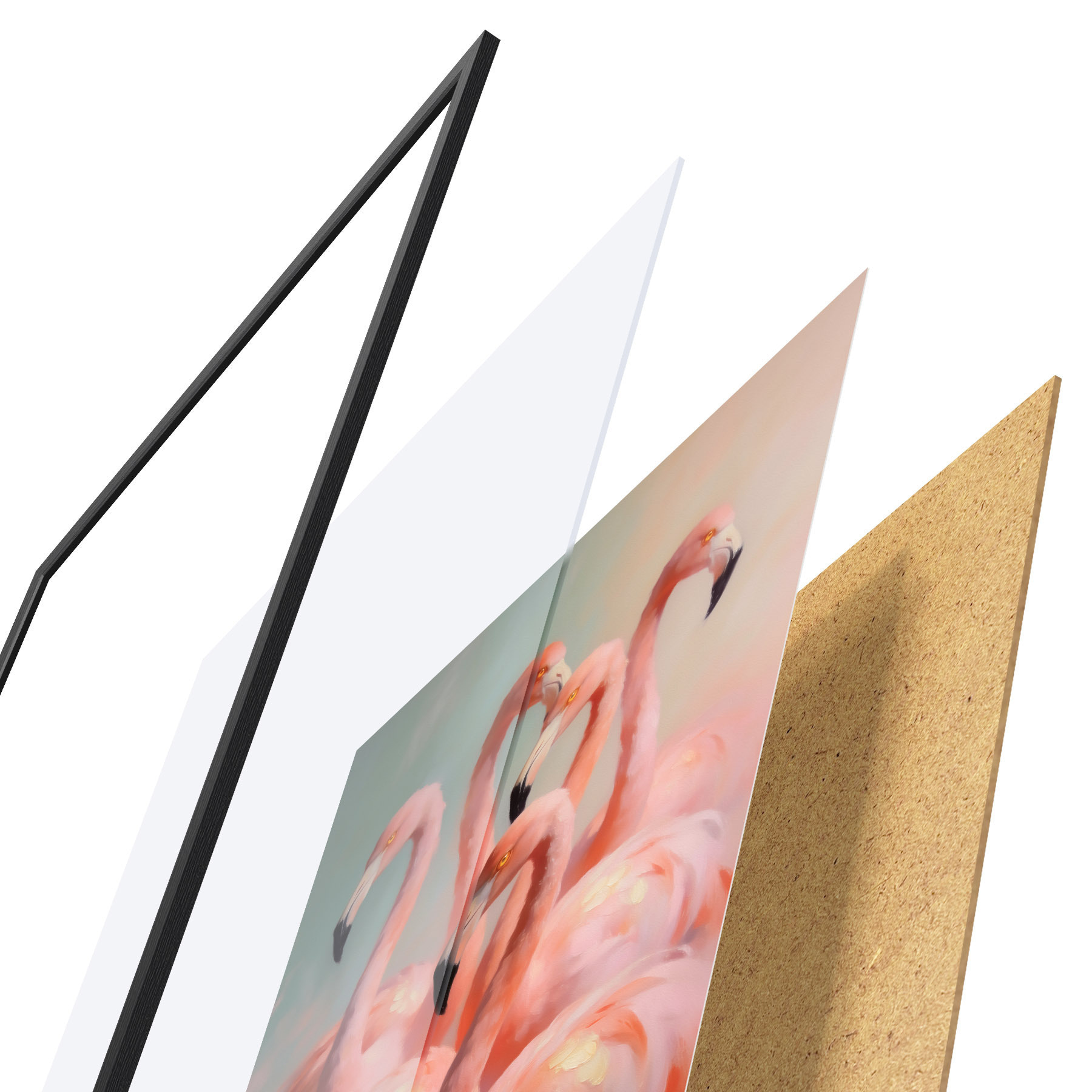 Poster Rosa Flamingos in sanften Pastelltönen im Ölgemälde-Stil f49726