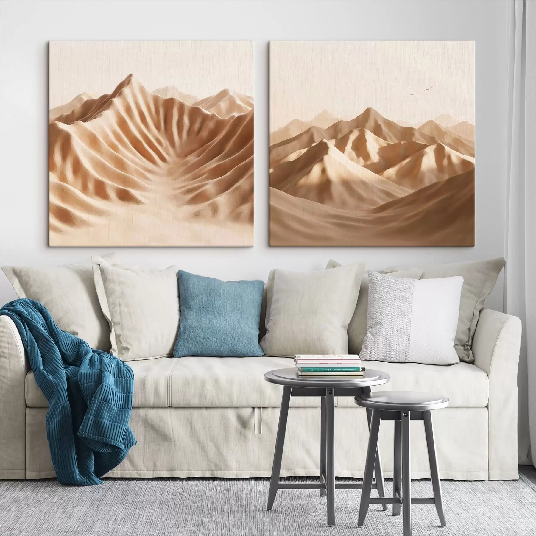 Wandbilder Naturkomposition mit einem Schattenspiel auf Dünen im minimalistischen Stil m30656