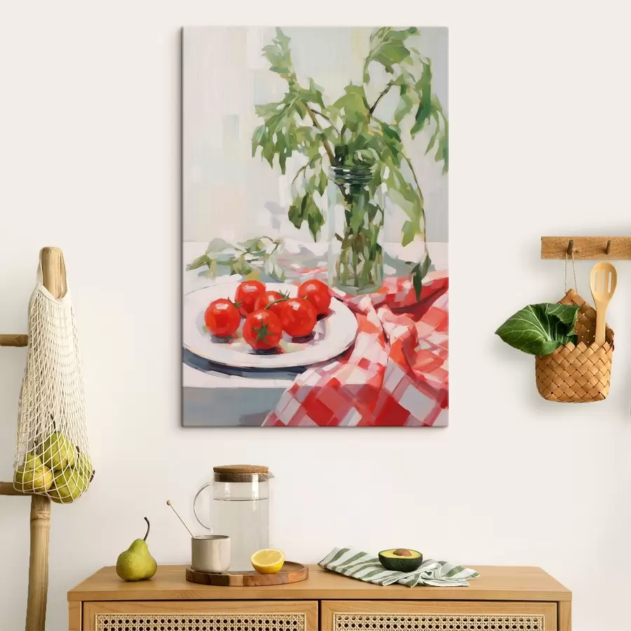 Wandbilder Tomaten auf einem Teller, Gemäldeimitation s50064