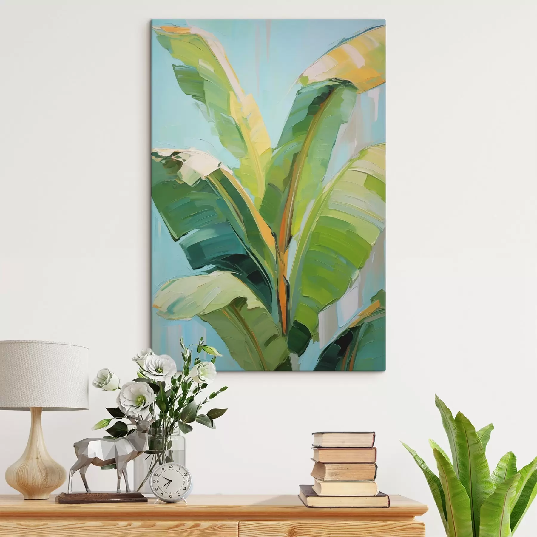 Wandbilder Bananenpalmenblätter, Imitationsgemälde s50069