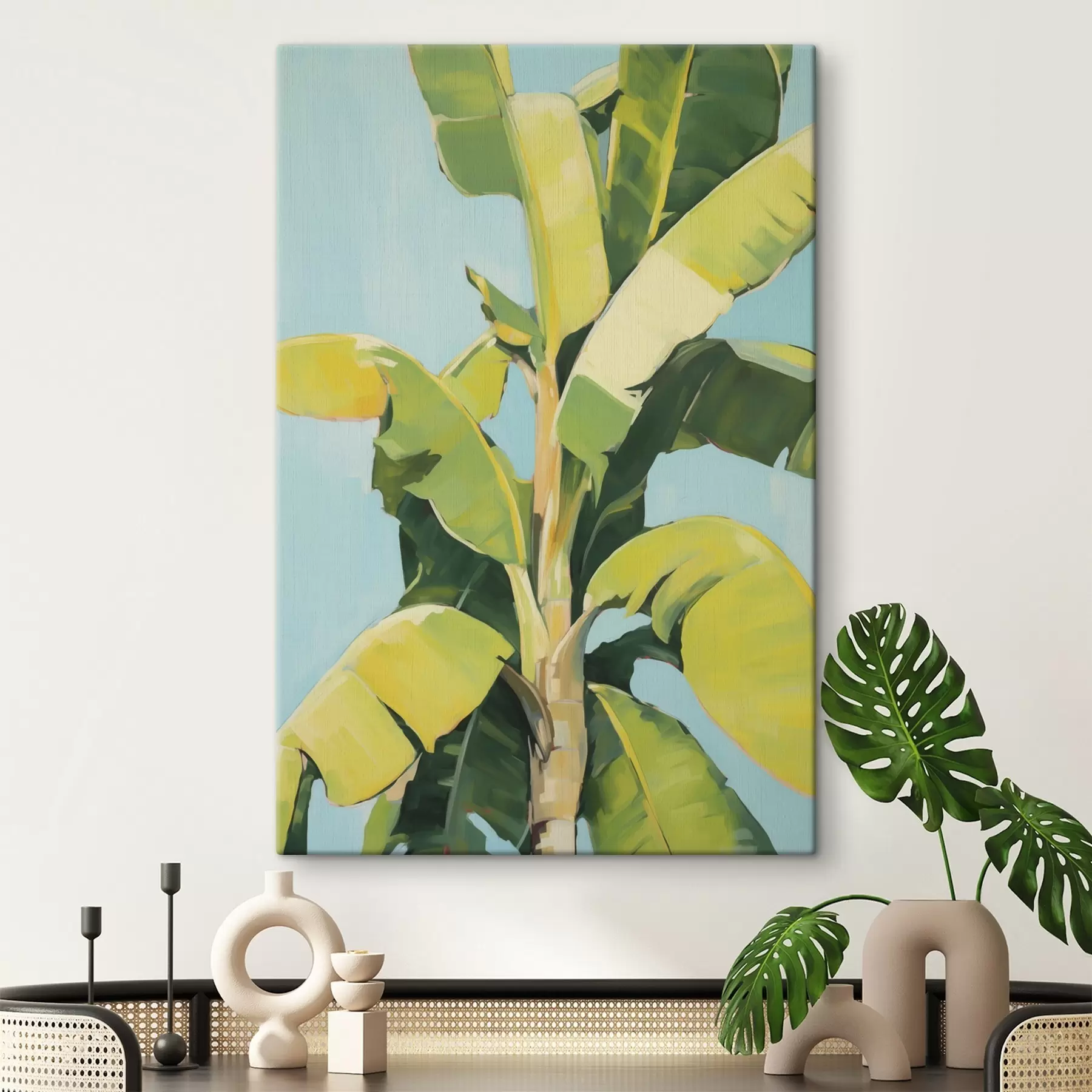 Wandbilder Blätter einer Bananenpalme, Imitationsgemälde s50070