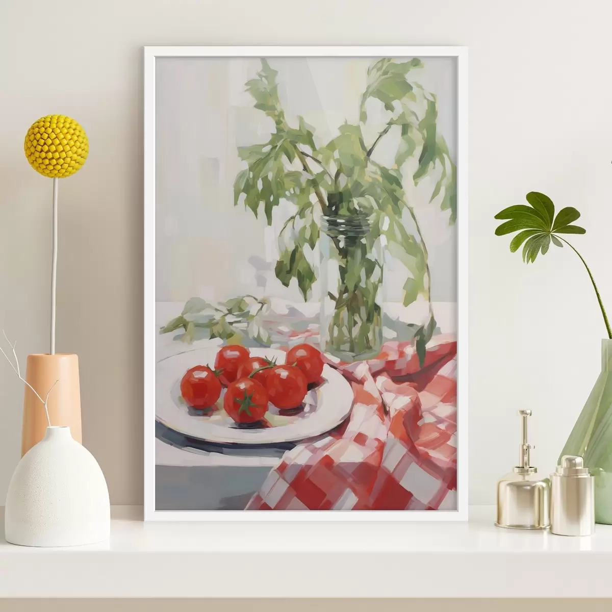 Poster Tomaten auf einem Teller, Gemäldeimitation f50064