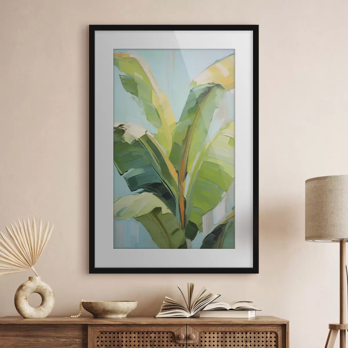 Poster Bananenpalmenblätter, Imitationsgemälde f50069
