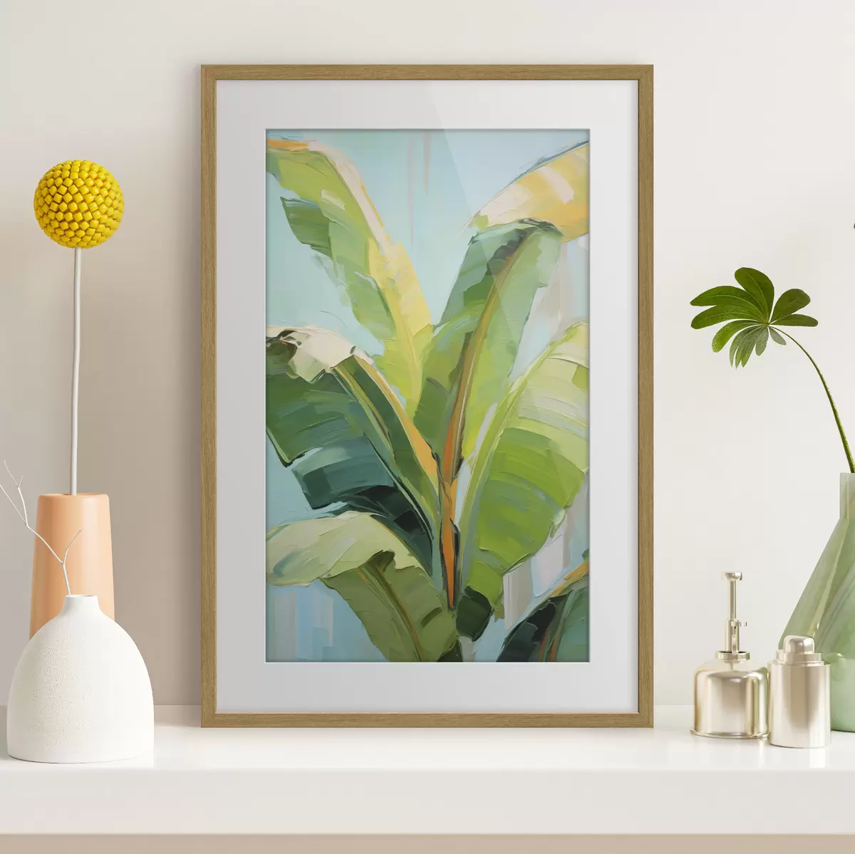 Poster Bananenpalmenblätter, Imitationsgemälde f50069
