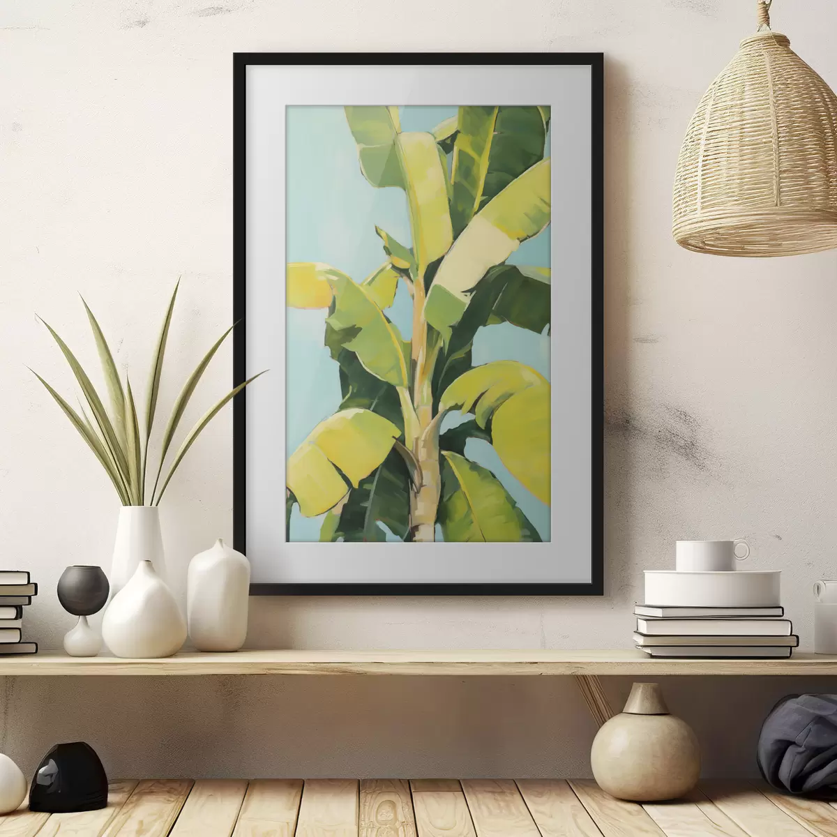 Poster Blätter einer Bananenpalme, Imitationsgemälde f50070