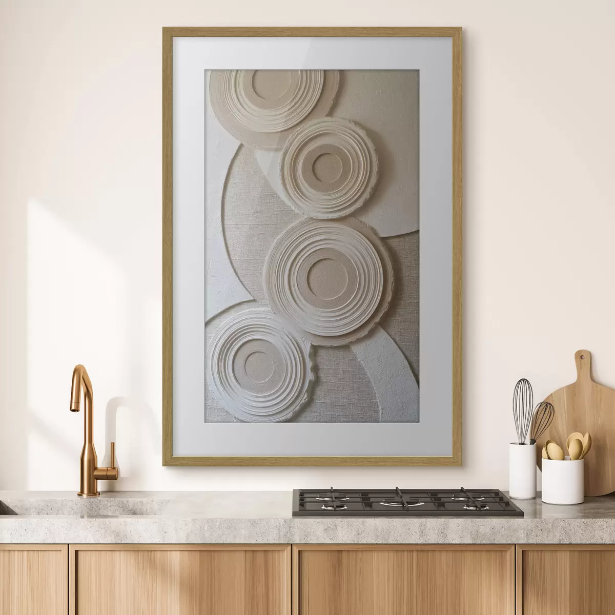 Poster Abstrakte Komposition mit Kreisen und Relief-Effekt f49955