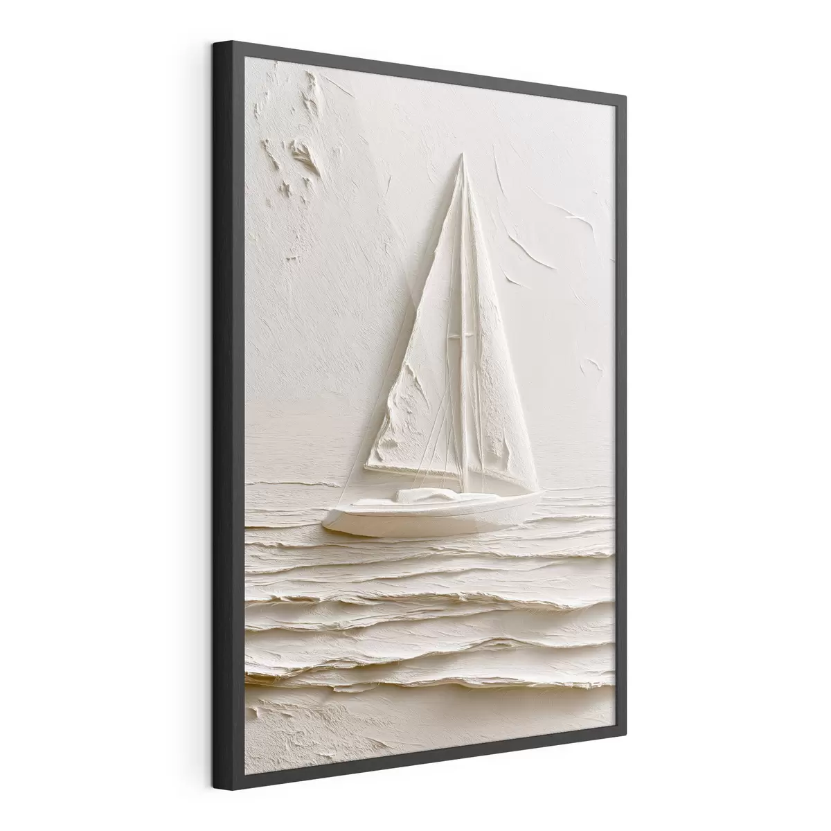 Poster Segelboot auf ruhigen Wellen mit Relief-Effekt f49964