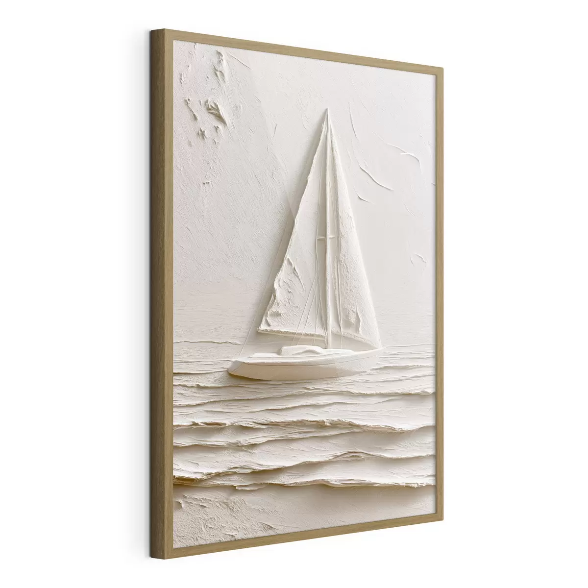 Poster Segelboot auf ruhigen Wellen mit Relief-Effekt f49964