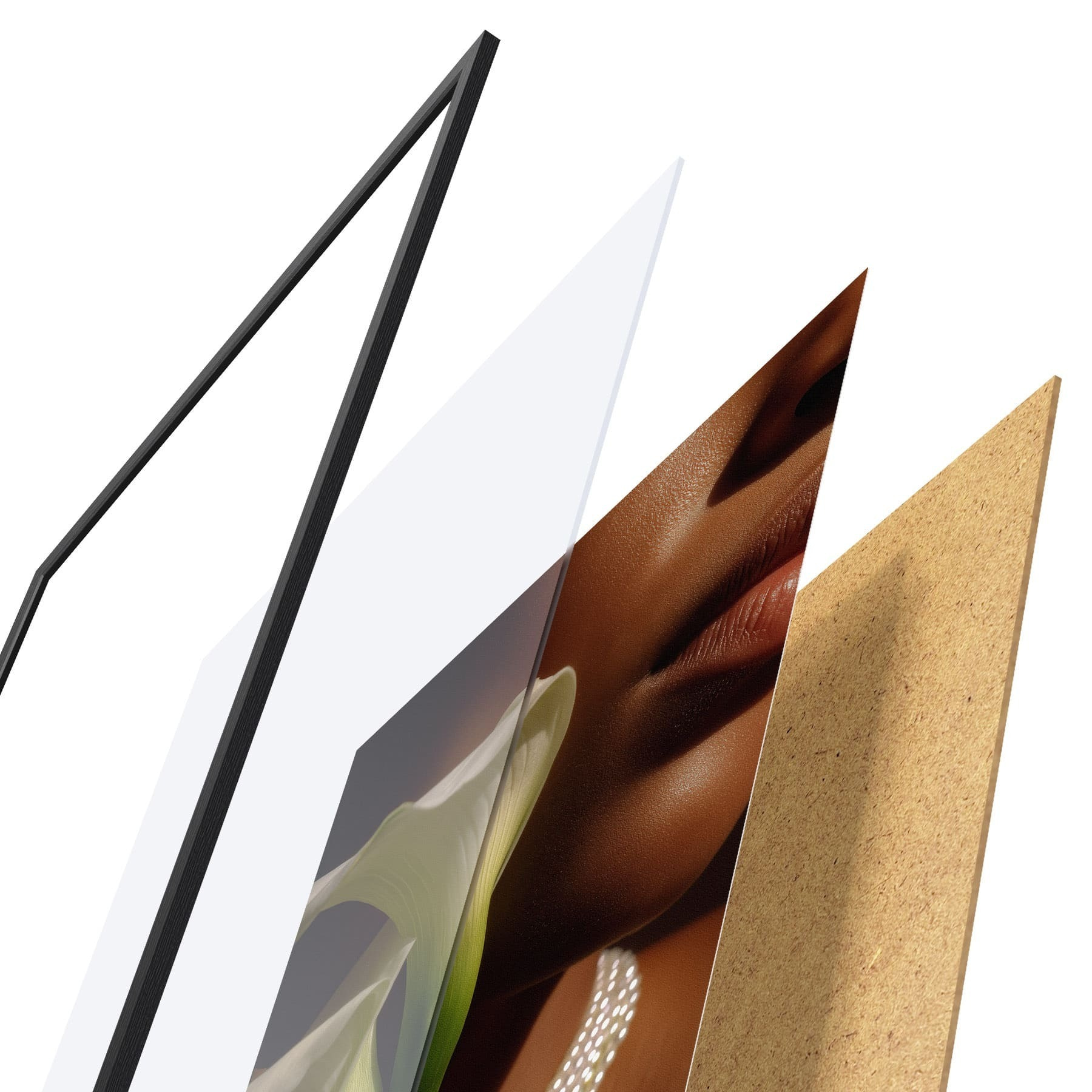 Poster Porträt mit weißen Blumen in sanftem Licht f49980