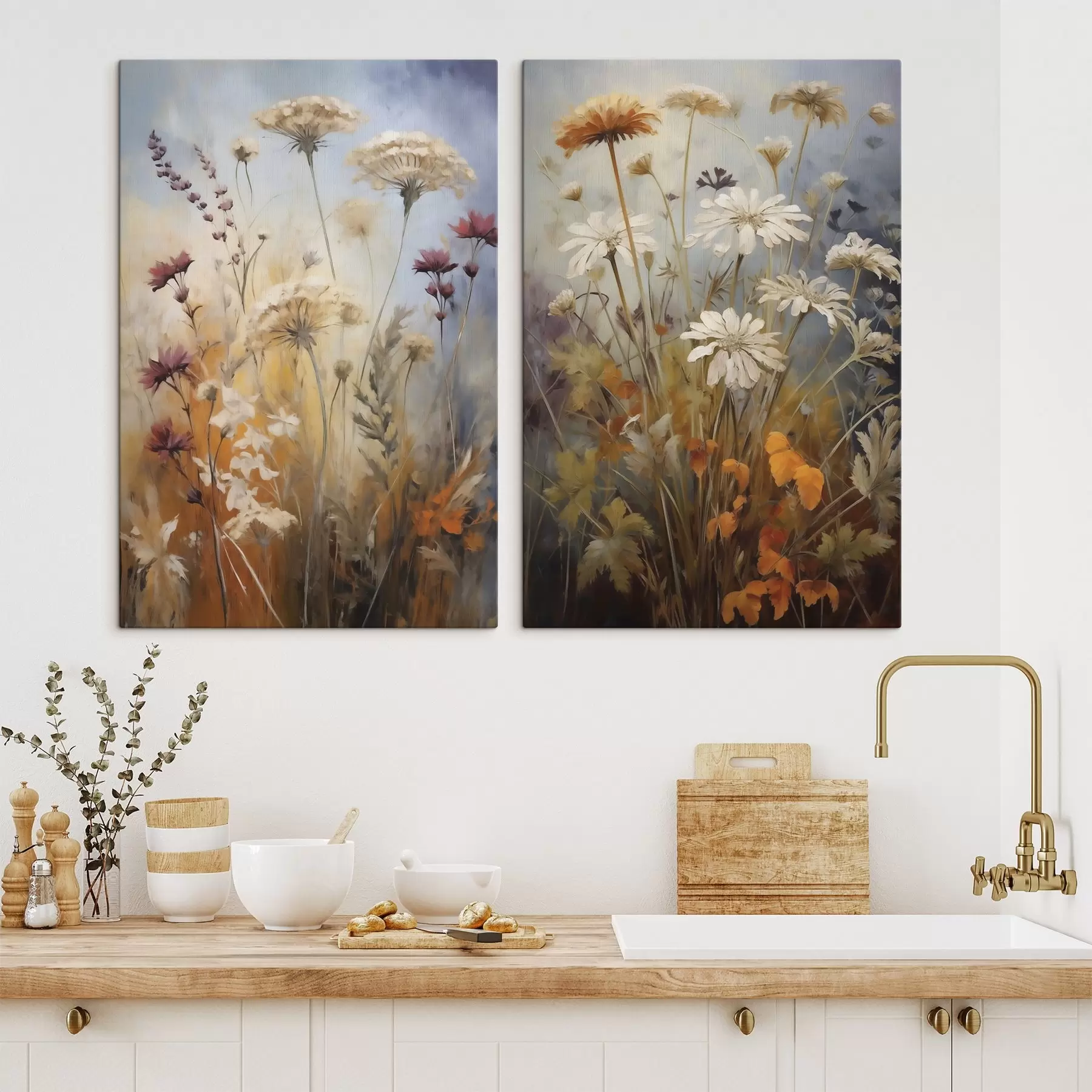 Wandbilder Wildblumen und Gräser, Nachbildung eines Gemäldes m30808
