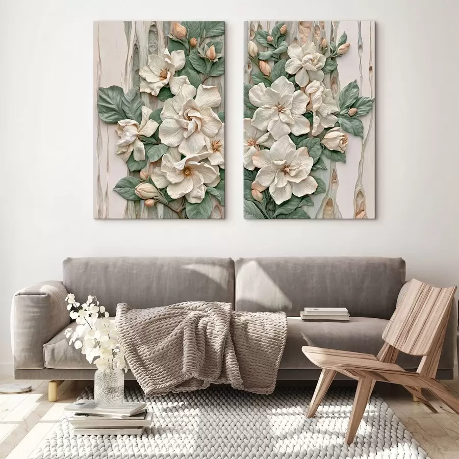 Wandbilder Abstrakte Blumen mit Blättern m30711