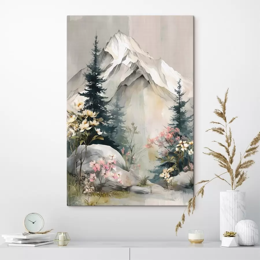 Wandbilder Weihnachtsbäume am Fuße der Berge s50152