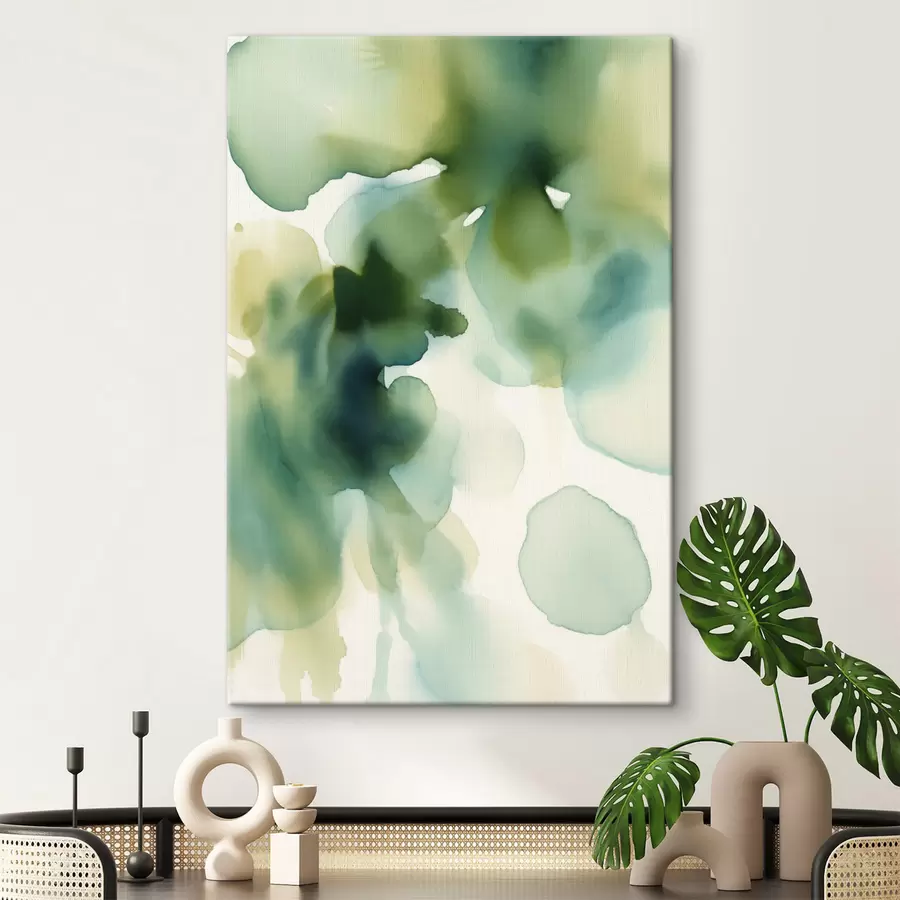 Wandbilder Abstrakter Aquarellstil mit fließenden Formen in Grüntönen s50206