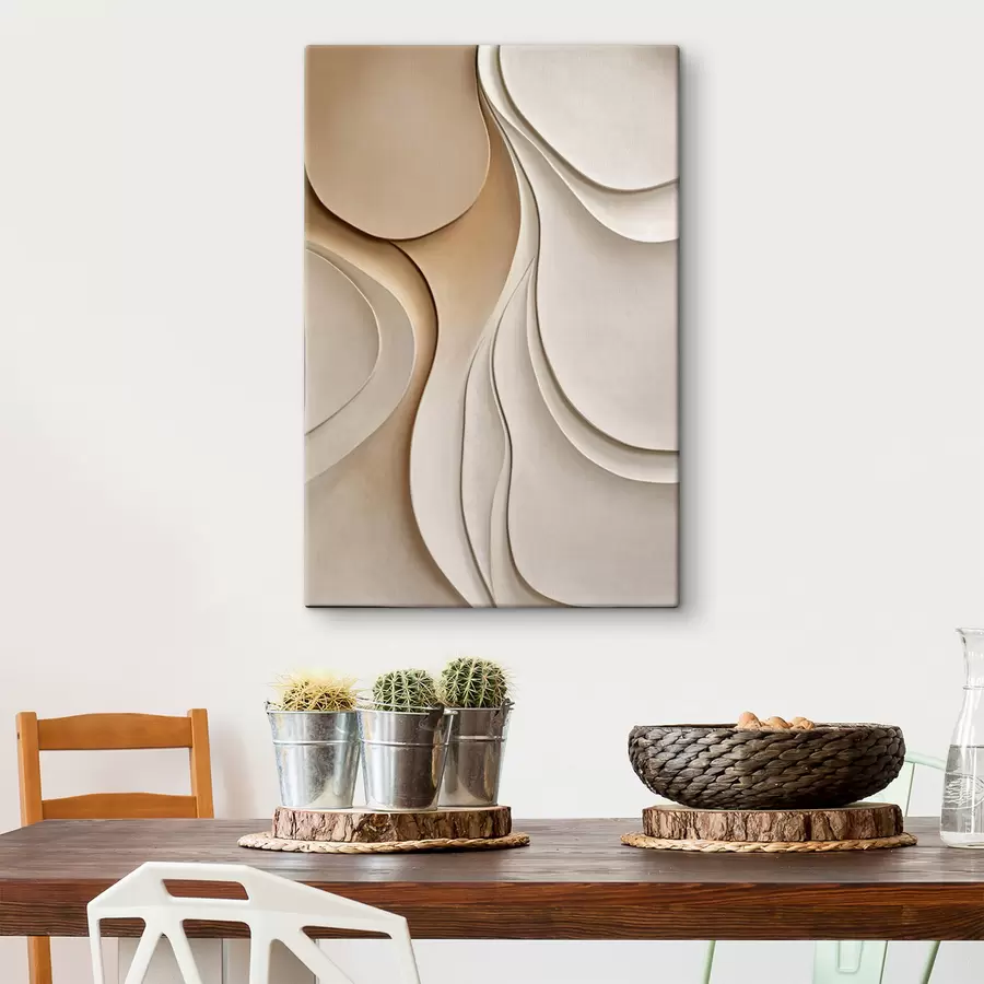 Wandbilder Abstrakte, fließende, organische Formen in neutralen Beige- und Cremetönen, strukturierte Kunst s50224