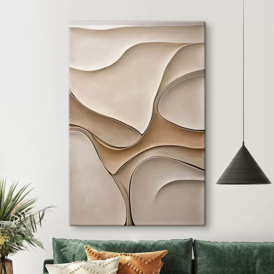 Wandbilder Abstrakte, fließende, organische Formen in neutralen Beige- und Cremetönen, strukturierte Kunst s50225