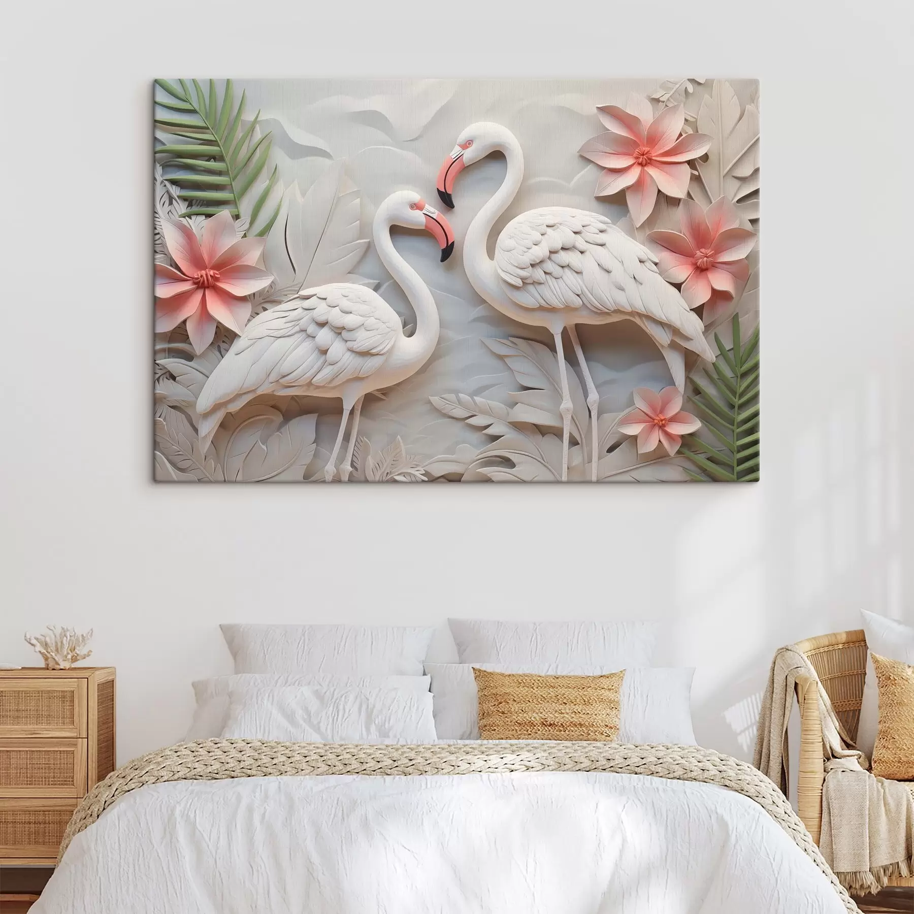 Wandbilder Flamingos inmitten tropischer Blätter s50304