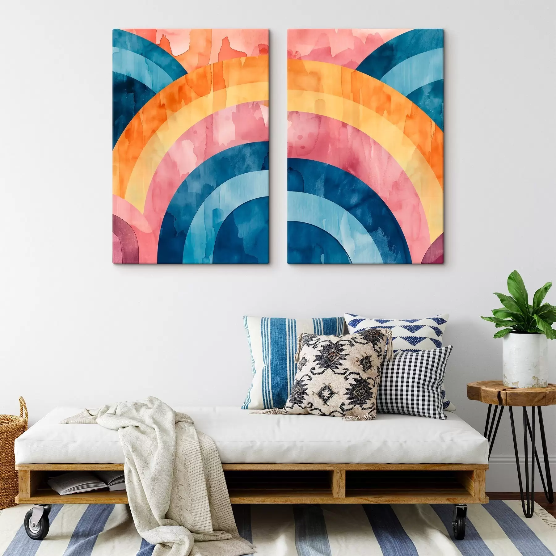 Wandbilder Lebendige, regenbogenfarbene geometrische Muster m30874