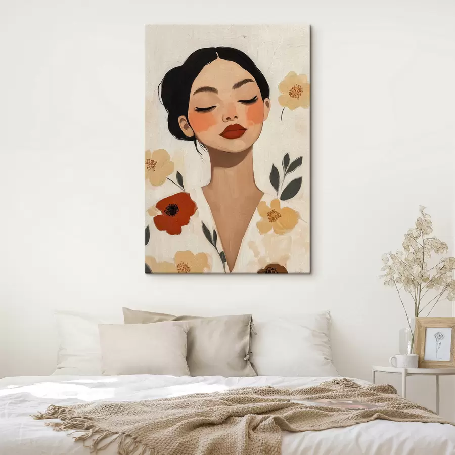 Wandbilder Mädchen inmitten von Blumen s50335